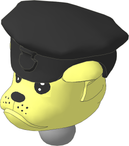 Figure Fabuland Bulldog Head 1 with Neck and Black Police Hat