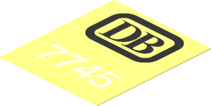 Sticker  2.4 x  2 w Black German Railways Logo and White "7745"