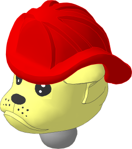 Figure Fabuland Bulldog Head 1 w Neck and Red Fireman Helmet