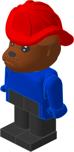 _Figure Fabuland Bulldog 1 Brown Blue/Blue/Blk Fireman Helmet
