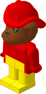 _Figure Fabuland Bulldog 1 Brown Red/Red/Yellow Fireman Helmet