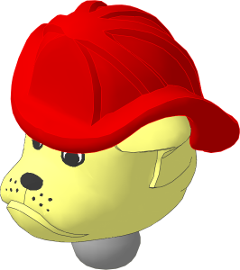 Figure Fabuland Bulldog Head 3 w Neck and Red Fireman Helmet