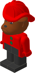 _Figure Fabuland Bulldog 3 Brown Red/Red/Black Fireman Helmet