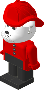 _Figure Fabuland Bulldog 3 White Red/Red/Black Fireman Helmet