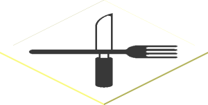 Sticker  1.0 x  1.0 with Crossed Knife and Fork