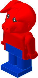 _Figure Fabuland Pig  1 with Body Red/Red/Blue