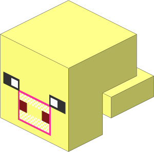 Plate  1 x  2 with Cube with Minecraft Pig Face Pattern
