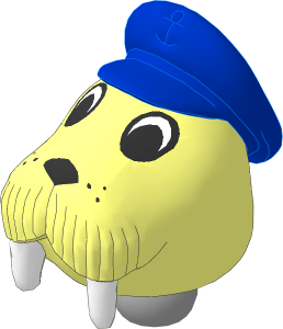 Figure Fabuland Walrus Head  2 with Neck and Captain's Cap Blue