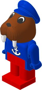 _Figure Fabuland Walrus  2 w Body Blue/Blue/Red Captain's Cap