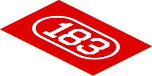 Sticker  1.9 x  3 with White "183" on Red