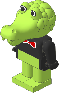 _Figure Fabuland Crocodile  2 w Body Black/Black/Lime Red BowTie