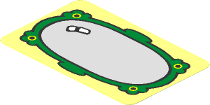 Sticker  3.1 x  4.9 with Mirror with Green Ornamented Frame