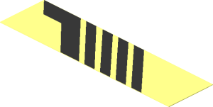 Sticker  4.6 x  1.2 with Black Diagonal Stripes (Left)