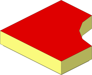 Tile  2 x  2 with  1 x  1 Quarter Circle Cutout with Red Top Pattern