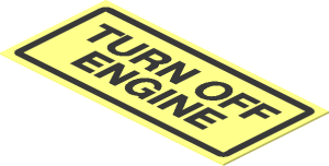 Sticker  0.9 x  1.9 with Black "TURN OFF ENGINE" and Border