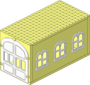 Fabuland Garage Block with White Doors and Rectangular Windows (Complete)