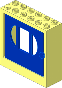 Door  2 x  6 x  5 Frame with Blue Door with 3 Panes