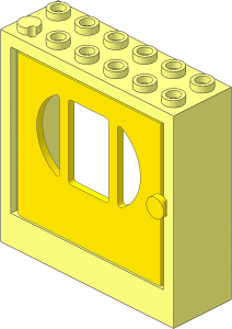 Door  2 x  6 x  5 Frame with Yellow Door with 3 Panes