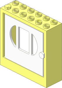 Door  2 x  6 x  5 Frame with White Door with 3 Panes