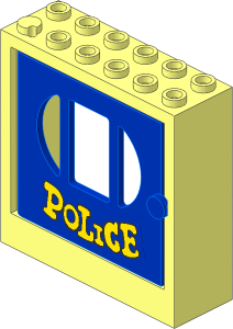 Door  2 x  6 x  5 Frame with Blue Door with 3 Panes with Yellow "POLICE" Sticker