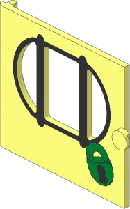 Door  1 x  5 x  3.75 with 3 Panes with Bars and Padlock Pattern