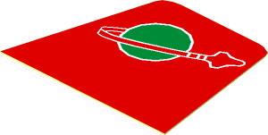 Sticker Minifig Torso with Classic Space Logo on Red Background