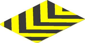 Sticker  1.6 x  1.3 with  5 Yellow/Black Chevrons Downwards