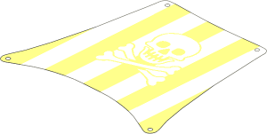 Sail 25 x 25 Square with Thick Stripes Skull and Crossed Bones on White Background Pattern