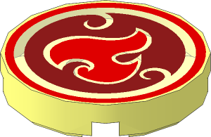 =Tile  2 x  2 Round with Round Underside Stud with Fire Element Pattern
