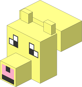 Animal Head Cuboid with  3 Squares Black and White Eyes Pattern