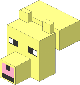 Animal Head Cuboid with  2 Squares Black and White Eyes Pattern