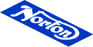 Sticker  0.9 x  2.5 with White Norton Logo on Blue Background