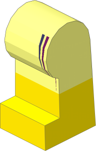 ~Minifig Leg Left with Wetsuit, Coral and Dark Azure Trim Pattern (Obsolete)