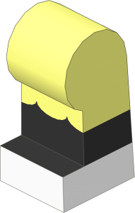 ~Minifig Leg Left with Ruffles, Black Lower Leg and White Feet Pattern (Obsolete)