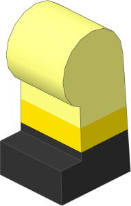 ~Minifig Leg Left with Light Nougat Lower Leg and Black Shoes Pattern (Obsolete)