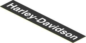 Sticker  0.7 x  3.9 with White "Harley-Davidson" on Black Background