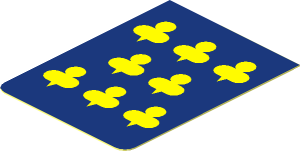 Sticker Minifig Vest with Yellow Trefoils on Dark Blue Background