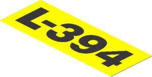 Sticker  0.7 x  1.9 with Black "L-394" on Yellow Background