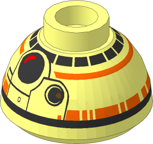 Brick Round  1.4 x  1.4 x  0.667 Dome Top with SW BB-8 Droid Head with Small Photoreceptor Pattern