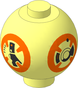 Brick Round Sphere  2 x  2 x  1.667 with Stud with SW BB-8 Droid Body Pattern