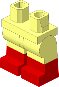 ~Minifig Hips and Legs with Red Lower Leg Pattern (Obsolete)