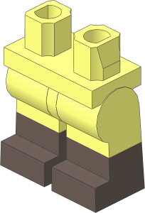 ~Minifig Hips and Legs with Dark Brown Lower Leg Pattern (Obsolete)
