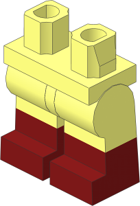 ~Minifig Hips and Legs with Dark Red Lower Leg Pattern (Obsolete)