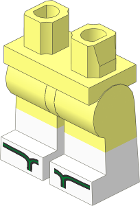~Minifig Hips and Legs with White Lower Leg and Green Sandals Pattern (Obsolete)