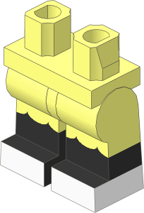 ~Minifig Hips and Legs with Ruffles, Black Lower Leg and White Feet Pattern (Obsolete)