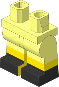 ~Minifig Hips and Legs with Light Nougat Lower Leg and Black Shoe Pattern (Obsolete)