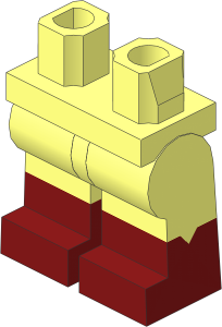 ~Minifig Hips and Legs with Dark Red Lower Leg and Triangular Notch on Sides Pattern (Obsolete)