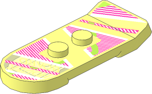 Minifig Hoverboard with Magenta, White and Lime Lines and "HOVER BOARD" Pattern
