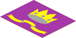 Sticker Flag with Crown on Violet Background