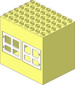 Duplo Building  6 x  8 x  6 with Front Windows with White Doors and Windows